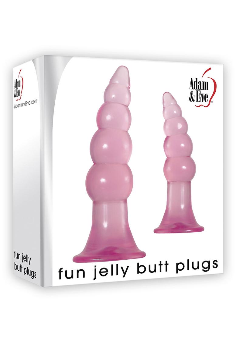 Adam and Eve - Fun Jelly Butt Plugs Waterproof - Pink (2 Each Per Set)