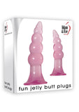 Adam and Eve - Fun Jelly Butt Plugs Waterproof - Pink (2 Each Per Set)