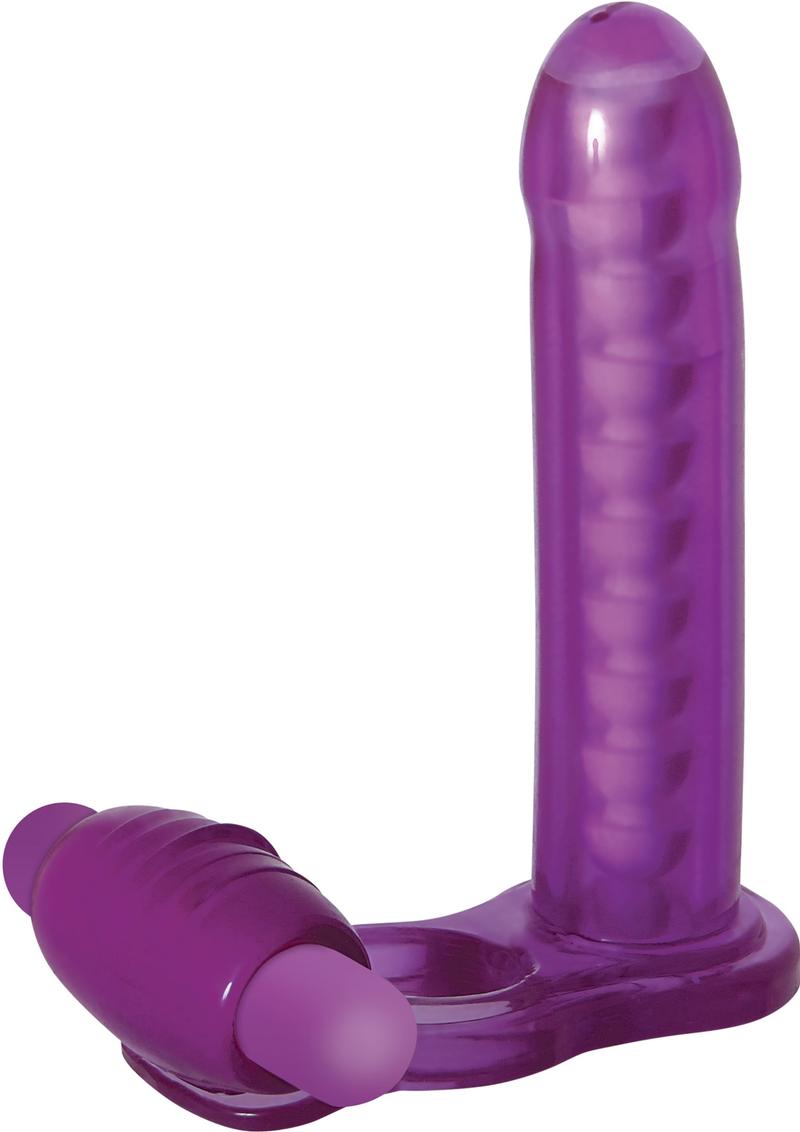 Adam and Eve - Double Penetration Fantasy Ring Cock Ring Waterproof - Purple