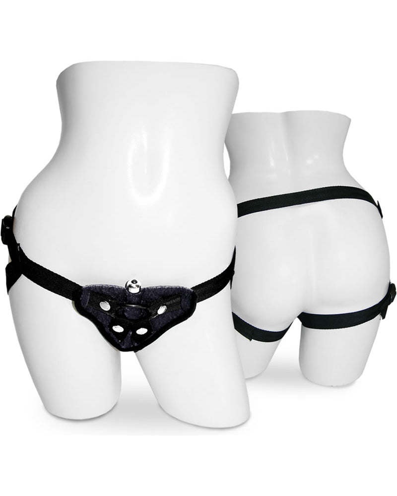 Arnés de terciopelo vibrador negro