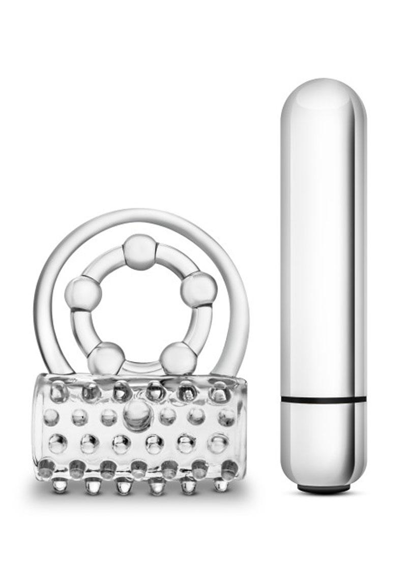 Anillo vibrador para el pene Stay Hard Super Clitifier resistente al agua y transparente