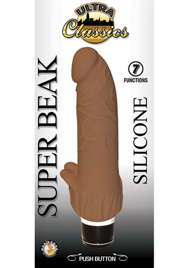 Ultra Classics Super Beak Silicone Realistic Vibrating Dildo Brown 9 Inch