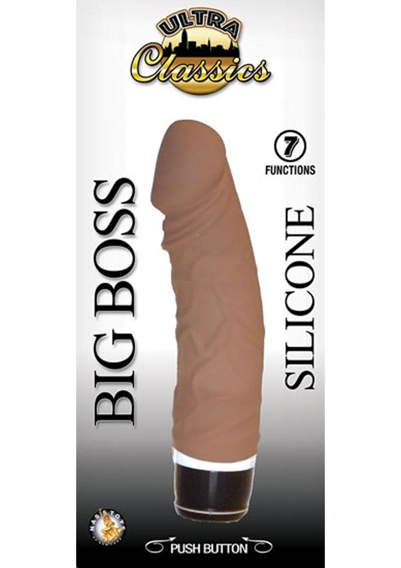 Ultra Classics Big Boss Silicone Realistic Vibrating Dildo Brown 8 Inch