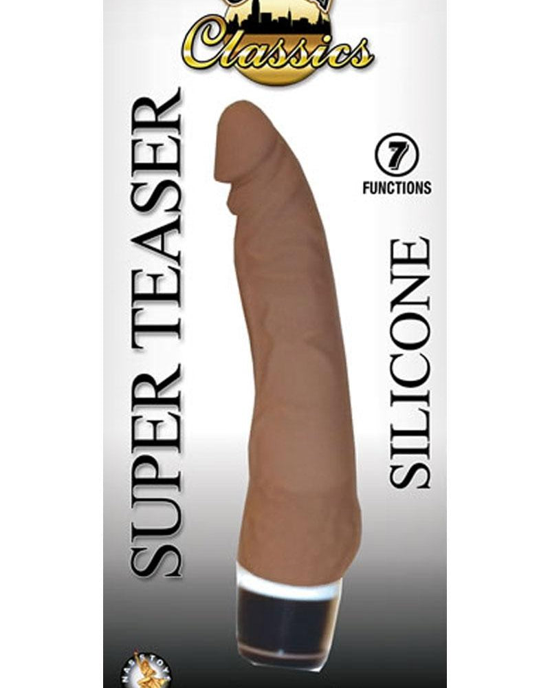 Consolador vibrador realista de silicona Super Teaser de Ultra Classics, color marrón, 8 pulgadas