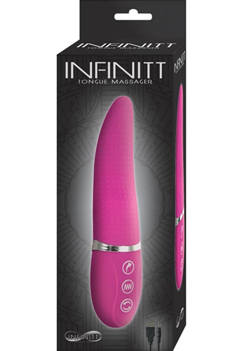 Masajeador de lengua de silicona Infinitt resistente al agua, color rosa, 7,5 pulgadas