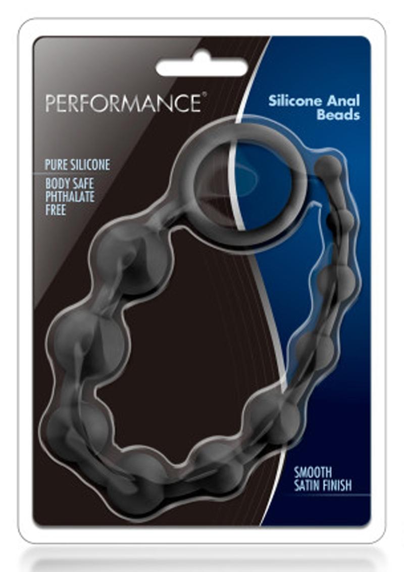 Performance Silicone Anal Beads Waterproof Black 10 Inch