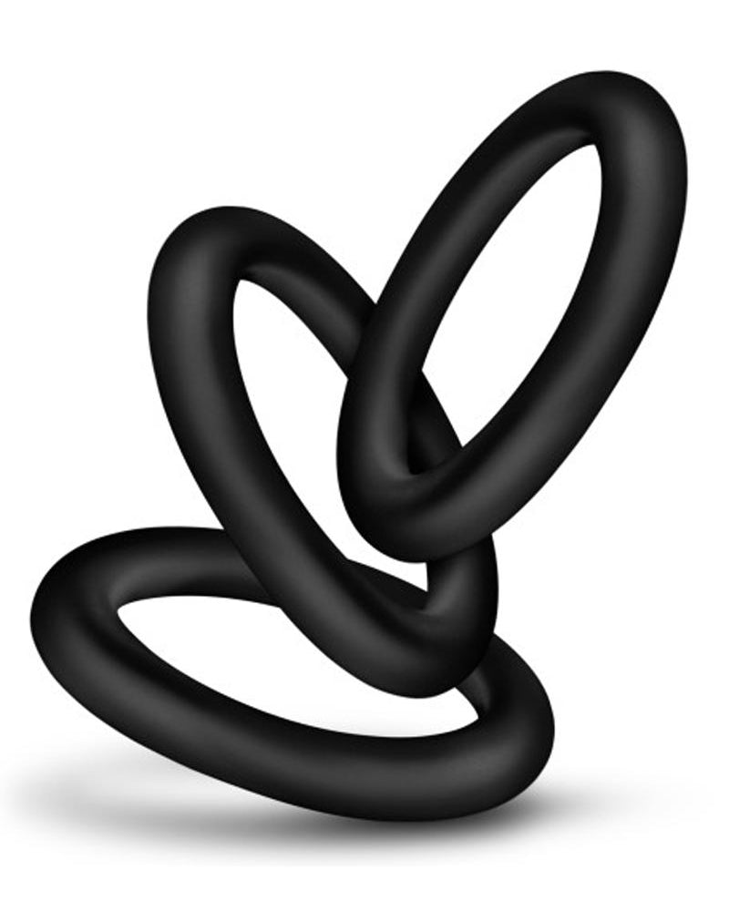 Anillo para el pene de silicona resistente al agua Performance VS2 Pure Premium, juego de 3 piezas, color negro