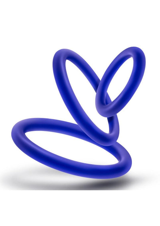 Juego de 3 anillos para el pene de silicona premium resistente al agua Performance VS4 Pure Indigo