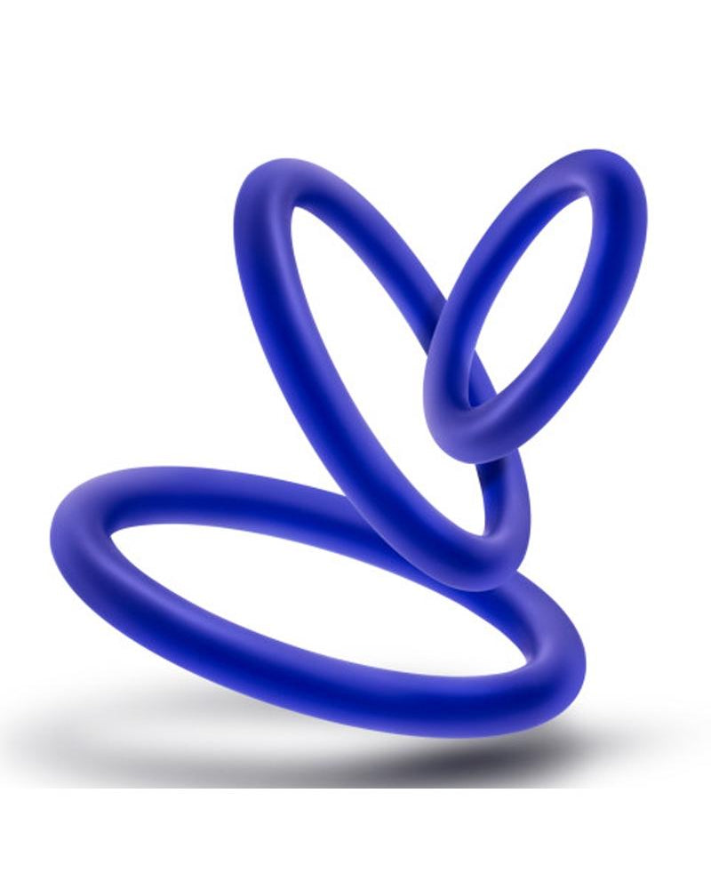 Juego de 3 anillos para el pene de silicona premium resistente al agua Performance VS4 Pure Indigo