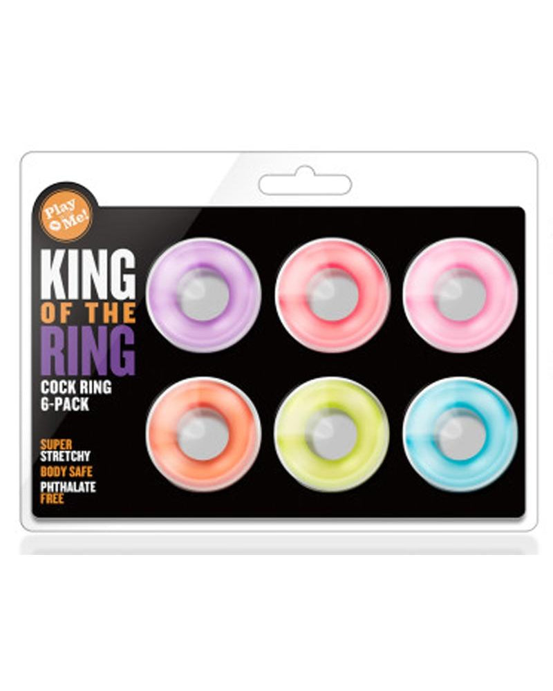 Anillo para el pene resistente al agua Play with Me King Of The Ring, paquete de 6