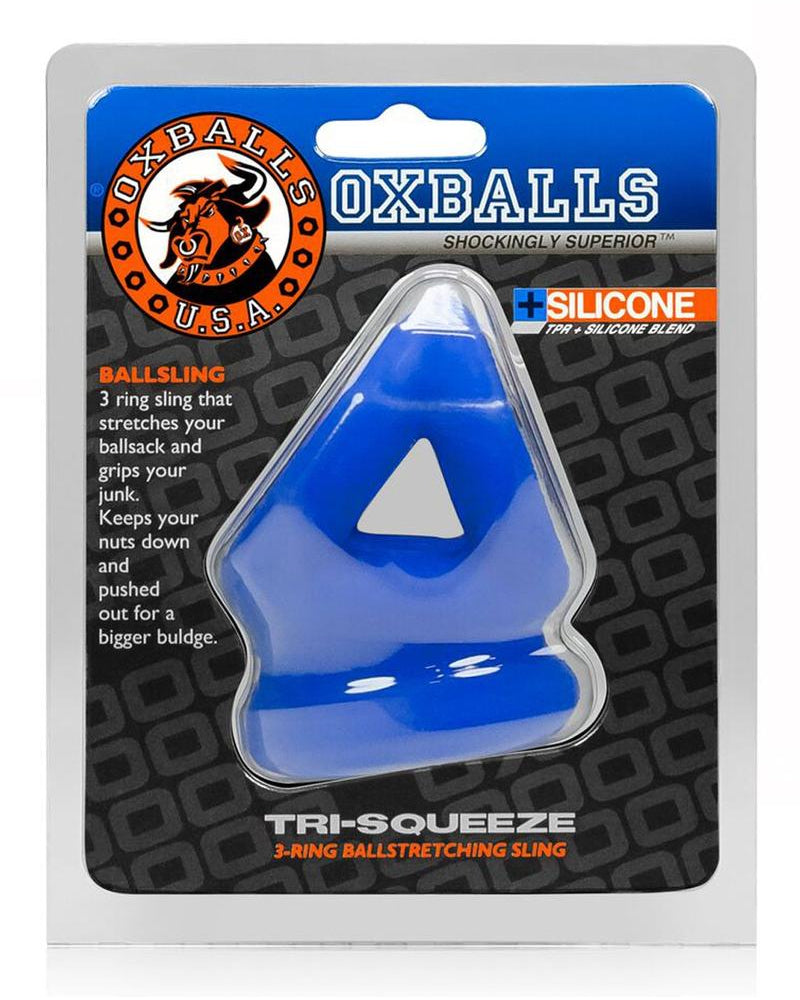 Arnés de estiramiento con tres anillos de silicona Tri Squeeze, color azul