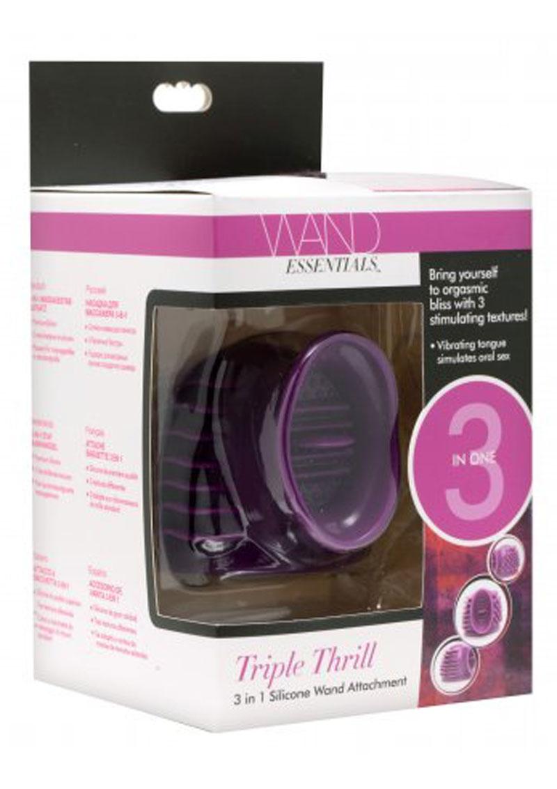 Accesorio de varita de silicona 3 en 1 Triple Thrill de Wand Essentials, color morado