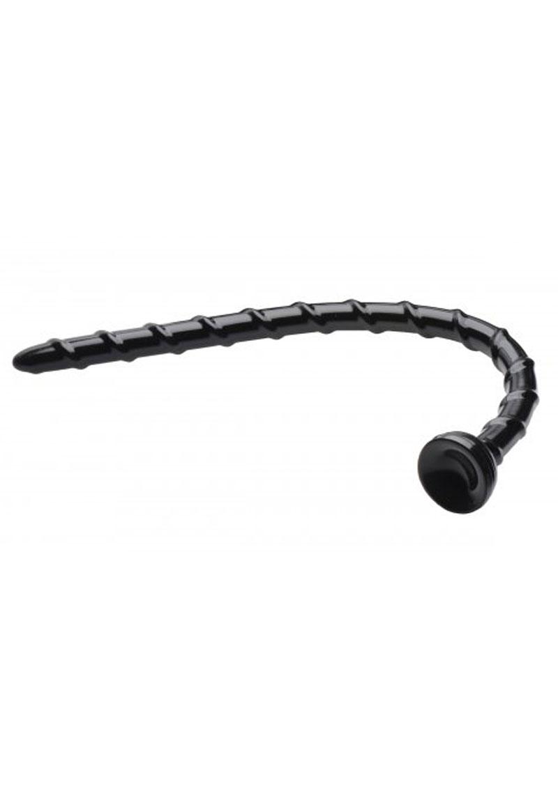 Consolador flexible con textura y manguera en forma de remolino, resistente al agua, color negro, 1 pulgada de circunferencia y 18 pulgadas de largo