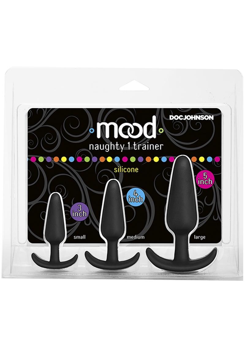 Mood Naughty 1 Trainer Silicone Anal Plug Kit 3 Sizes Black