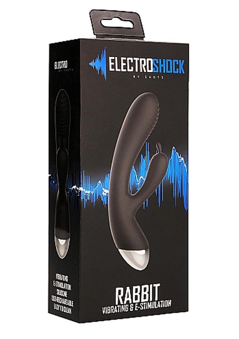 Vibrador de silicona con electrochoque y estimulación eléctrica Rabbit, color negro, 7,48 pulgadas