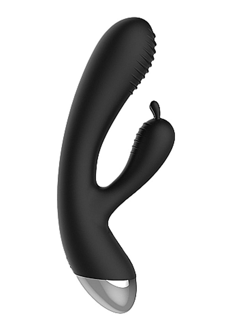 Electro Shock Rabbit Vibrating And Electro Stimulation Silicone Vibrator Black 7.48 Inch