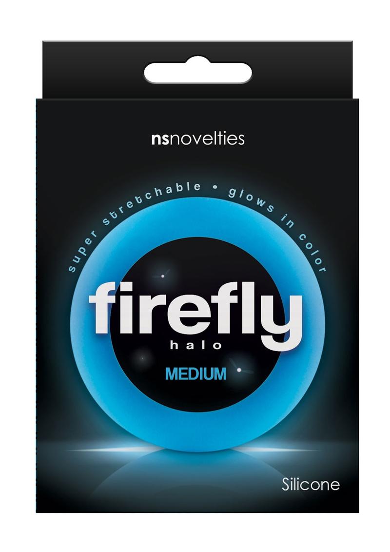 Anillo para el pene de silicona Firefly Halo azul mediano
