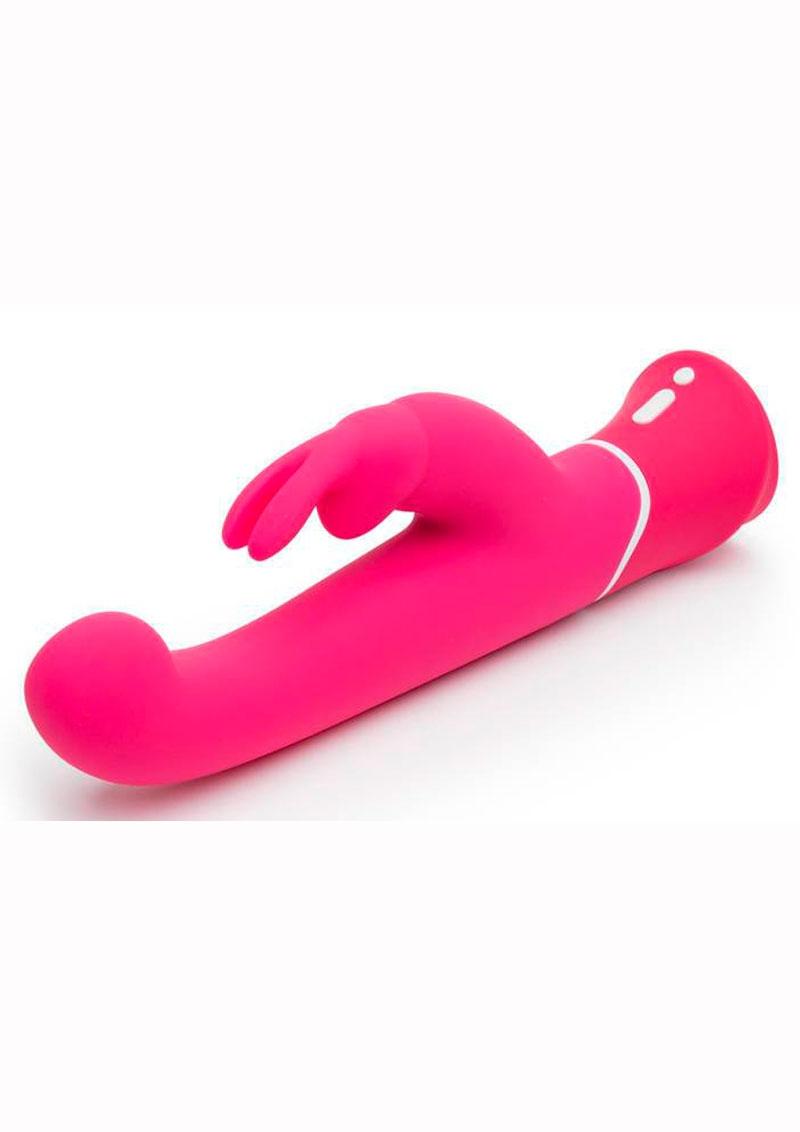 Vibrador de punto G recargable por USB de silicona Happy Rabbit, resistente al agua, color rosa