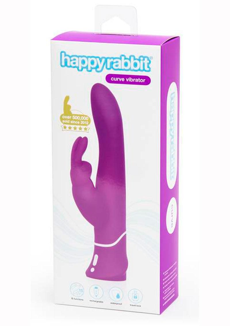 Vibrador de punto G recargable por USB de silicona Happy Rabbit, resistente al agua, morado