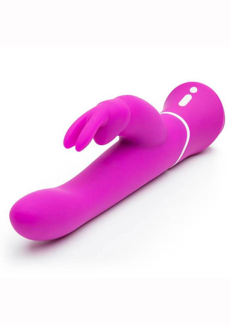 Vibrador de punto G recargable por USB de silicona Happy Rabbit, resistente al agua, morado