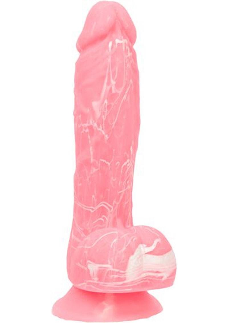 Addiction - Toy Collection Brandon - Realistic Dildo With Balls - Glow In The Dark Pink