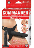 Commander Silicone Harness With Ribbed Dong Black 6.5 Inch