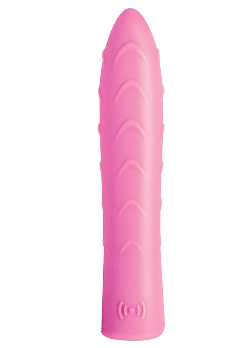 Touch The Wave Silicone Ribbed Bullet Waterproof Pink 5 Inch