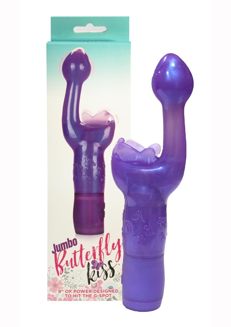 Estimulador de clítoris y punto G Butterfly Kiss de 23 cm, color morado