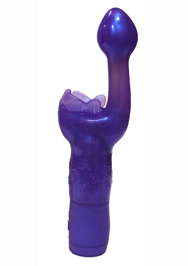 Estimulador de clítoris y punto G Butterfly Kiss de 23 cm, color morado