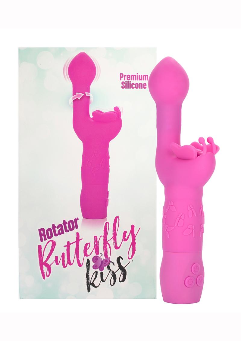 Estimulador de clítoris y punto G de silicona con forma de mariposa, resistente al agua, color rosa, 8 pulgadas