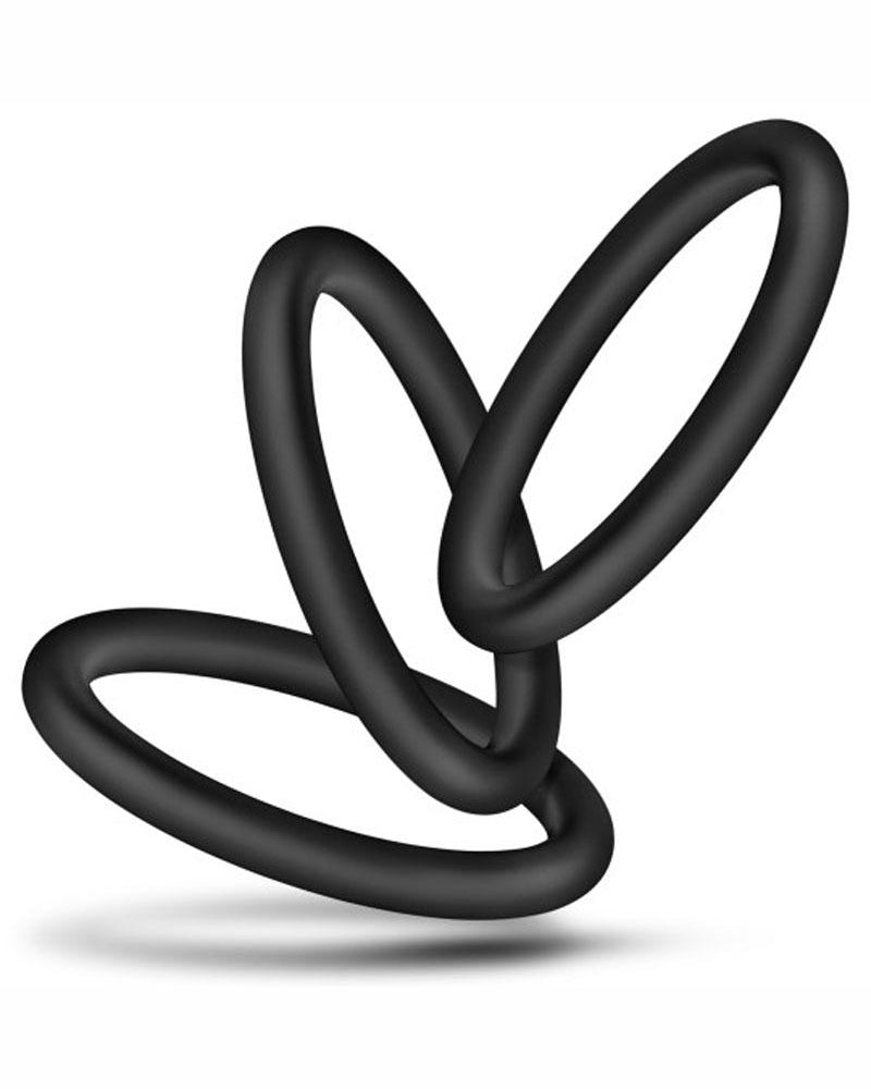 Anillo para el pene de silicona Performance VS3, color negro, paquete de 3 unidades, tamaño grande