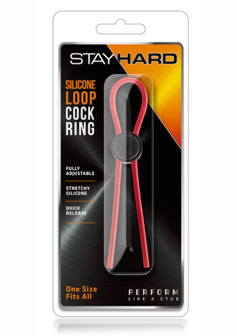 Anillo para el pene de silicona Stay Hard con lazo rojo ajustable