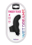 Vibrador para dedos Wet Dreams Finger Tease Play, resistente al agua, color negro