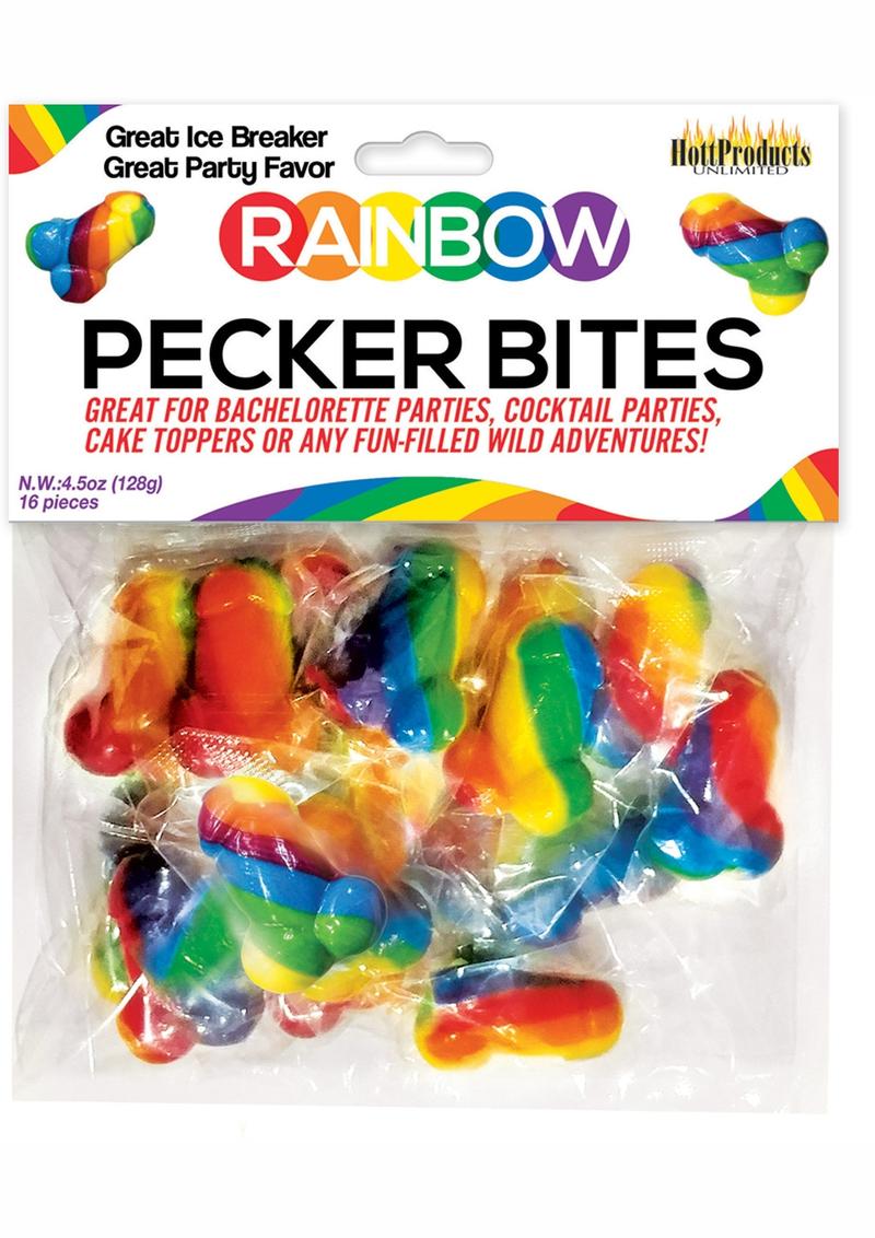 Caramelos duros Rainbow Pecker Bites sabor a frutas, 16 piezas envueltas por bolsa