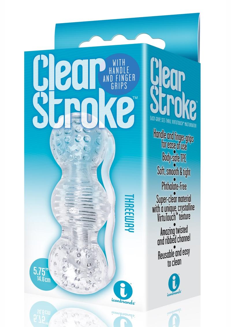 Masturbador de tres vías Clear Stroke de 9 pulgadas