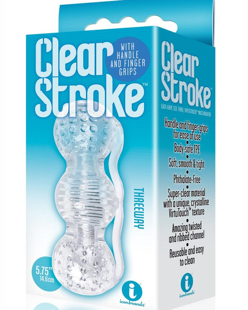 Masturbador de tres vías Clear Stroke de 9 pulgadas