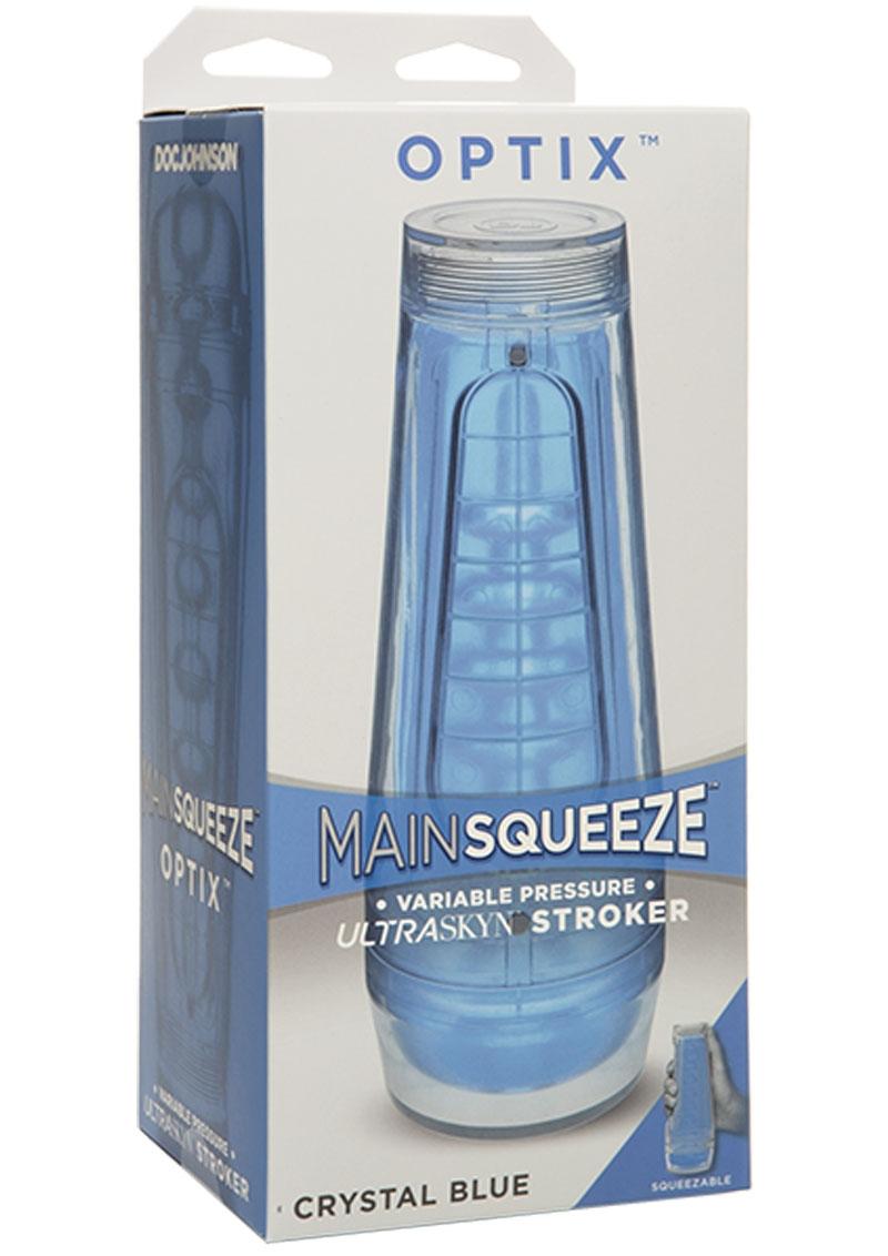 Main Squeeze Optix Variable Pressure Ultraskyn Stroker Textured Crystal Blue