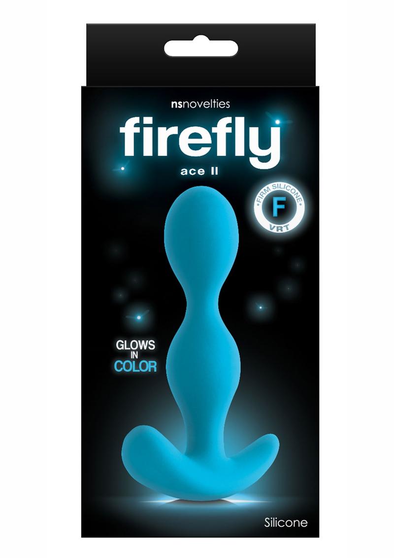 Firefly Ace II Silicone Glow In The Dark Butt Plug Medium Blue