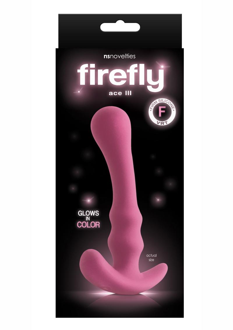 Firefly Ace III Silicone Glow In The Dark Butt Plug Large Pink