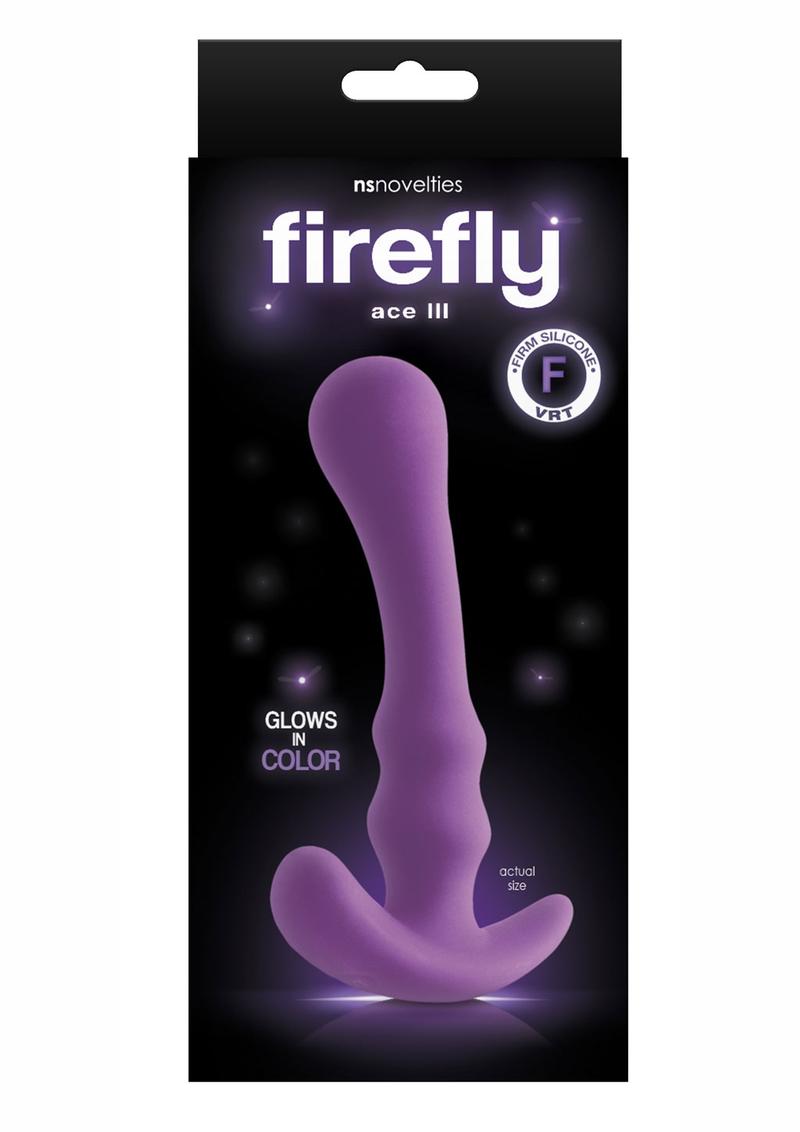 Firefly Ace III Silicone Glow In The Dark Butt Plug Large Purple