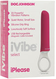 Mini vibrador de silicona magnético USB iVibe Select iPlease, resistente al agua, color rosa, 5,25 pulgadas