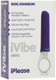 Mini vibrador de silicona magnético USB iVibe Select iPlease, resistente al agua, morado, 5,25 pulgadas