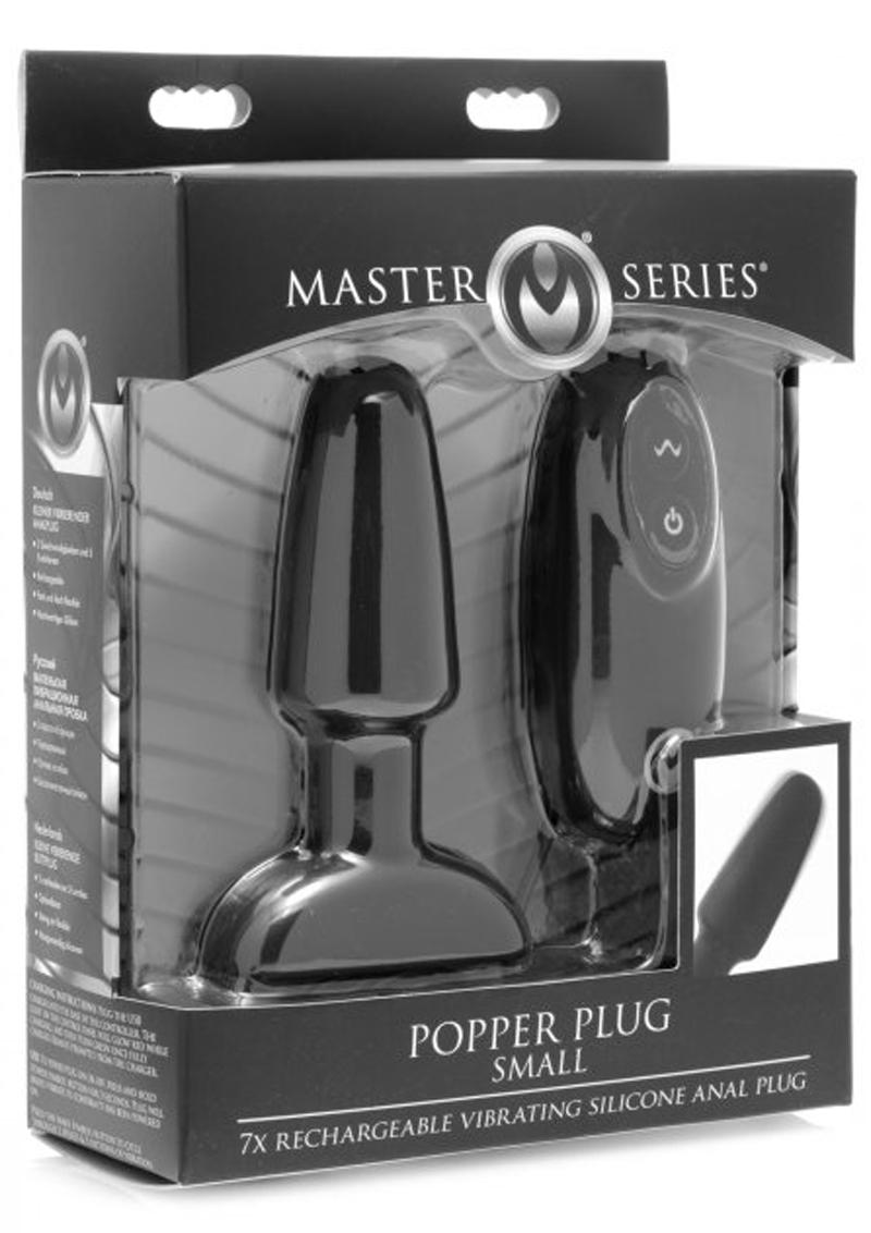 Tapón anal pequeño de silicona con vibración recargable por USB Master Series Popper Plus 7X con control remoto con cable