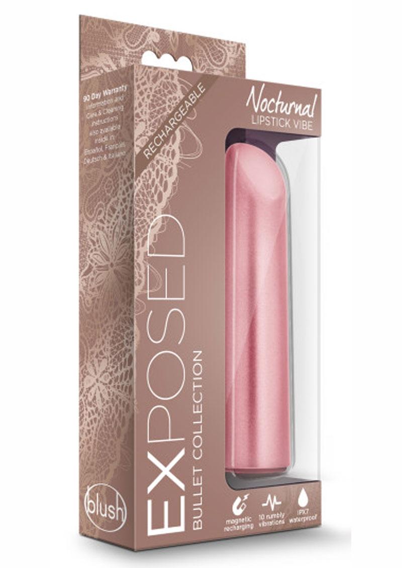 Exposed Nocturnal Lipstick Vibe USB Rechargeable Bullet Waterproof Rose 4 Inch