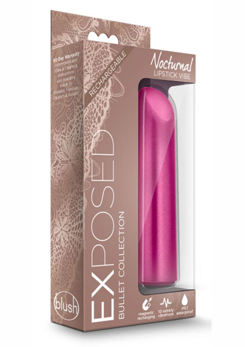 Exposed Nocturnal Lipstick Vibe USB Rechargeable Bullet Waterproof Cherry 4 Inch