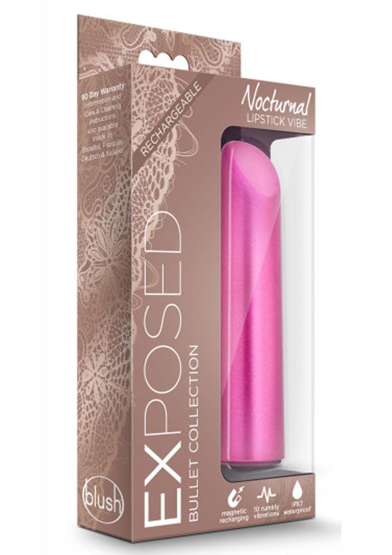 Exposed Nocturnal Lipstick Vibe USB Rechargeable Bullet Waterproof Raspberry 4 Inch