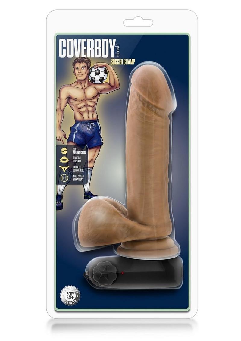 Loverboy Soccer Realistic Vibrating Cock Mocha 8 Inches