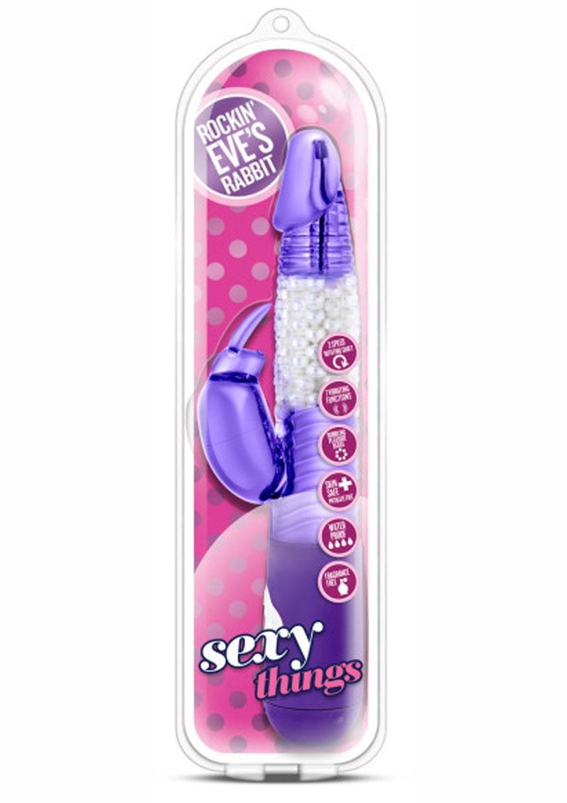 Sexy Things Rockin` Eve’s Rabbit Beaded Gryating Shaft Vibe Purple 10 Inch