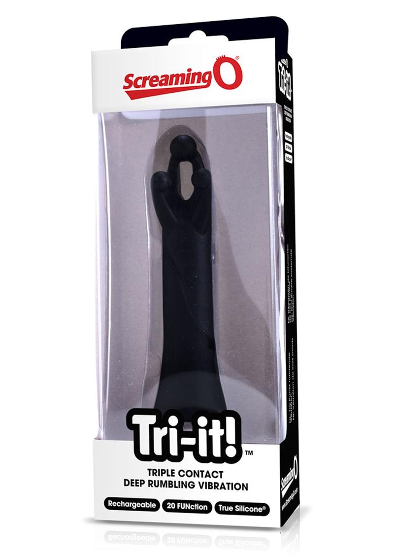 Vibrador estimulador de clítoris recargable por USB de silicona Tri It, resistente al agua, color negro