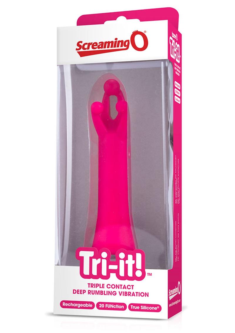 Vibrador estimulador de clítoris recargable por USB de silicona Tri It, resistente al agua, color rosa